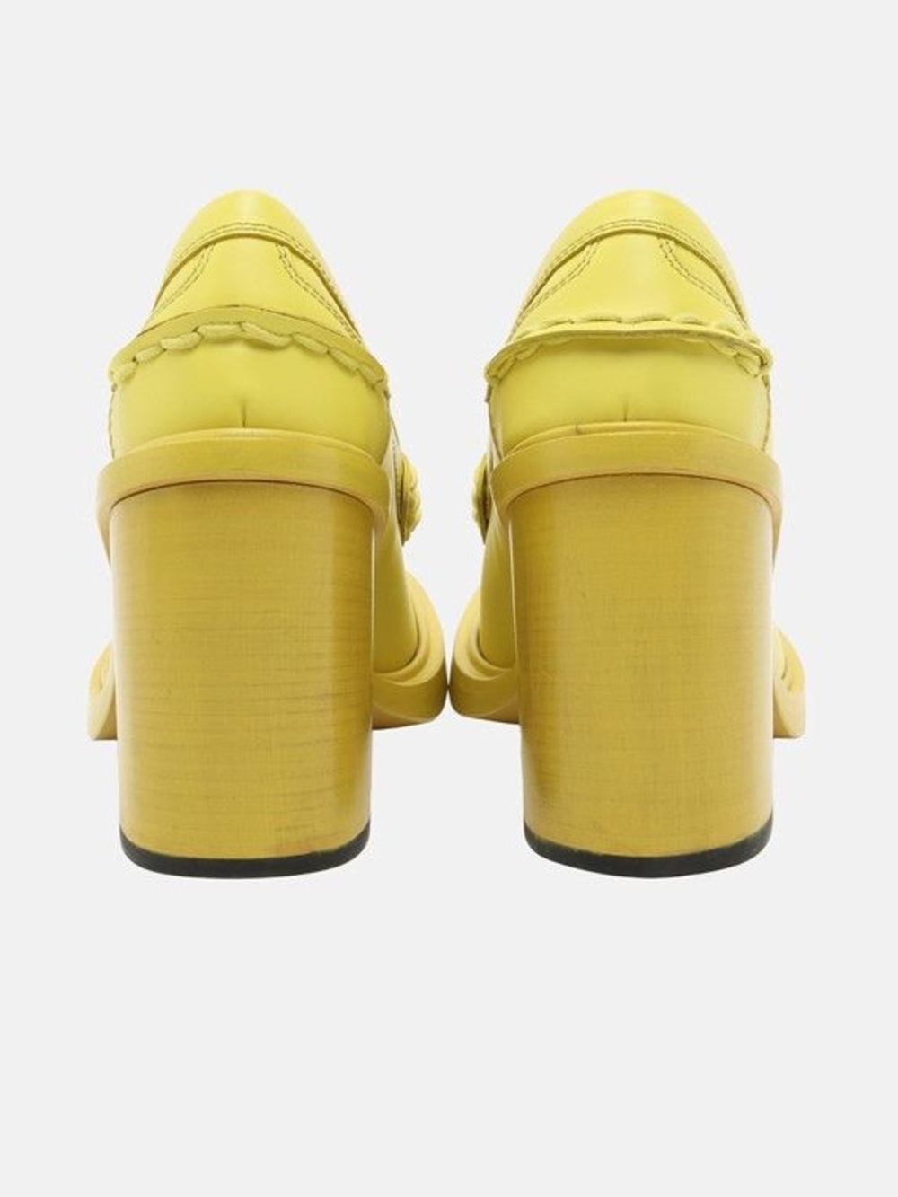 Tod’s Heeled Leather Penny Loafers Pumps Chunky Margherita Neon Slip On 36.5 NEW - Picture 5 of 7
